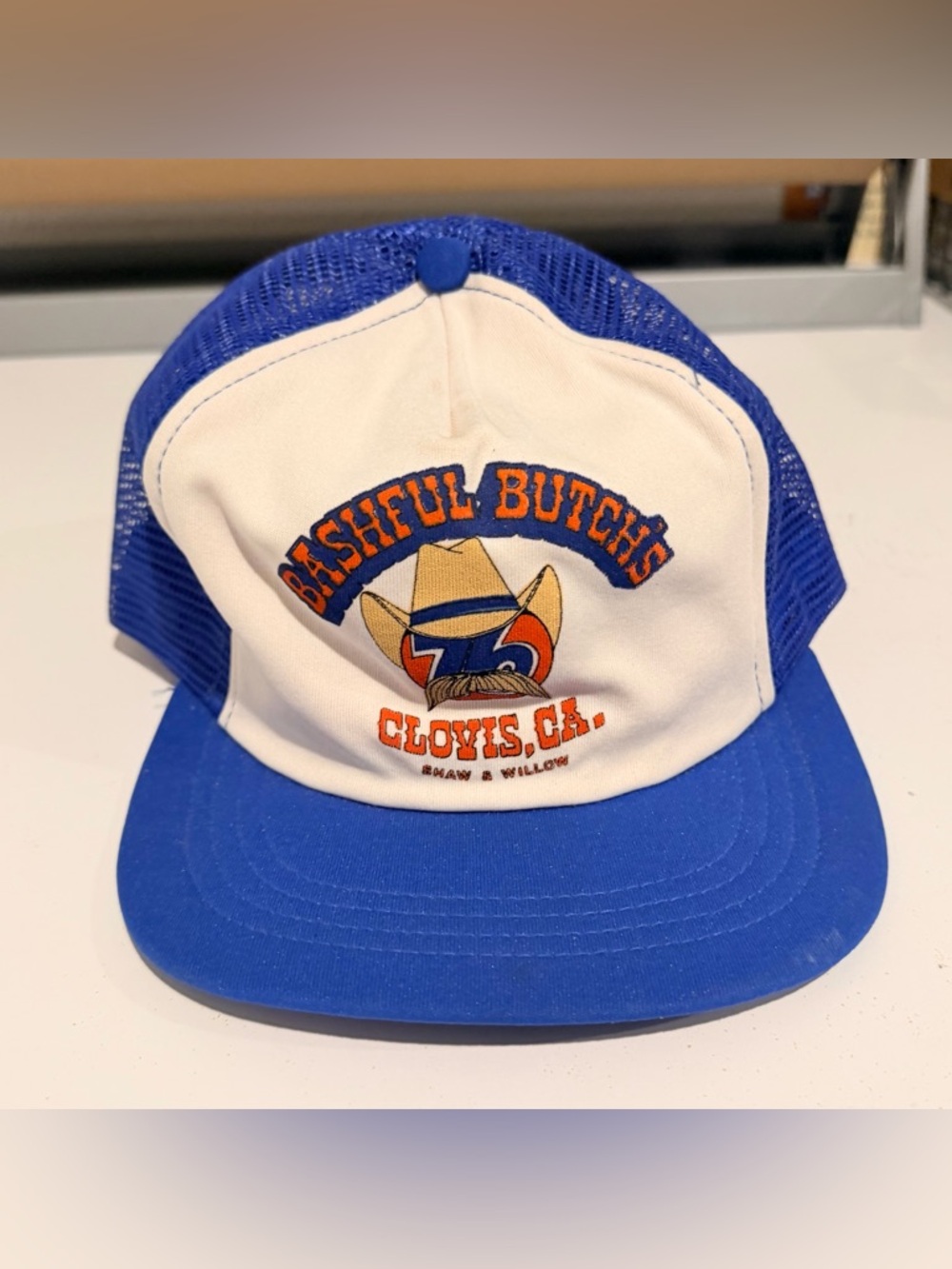 Vintave 76 Station Trucker Hat Bashful Butch Clovis Funny Snap Back
